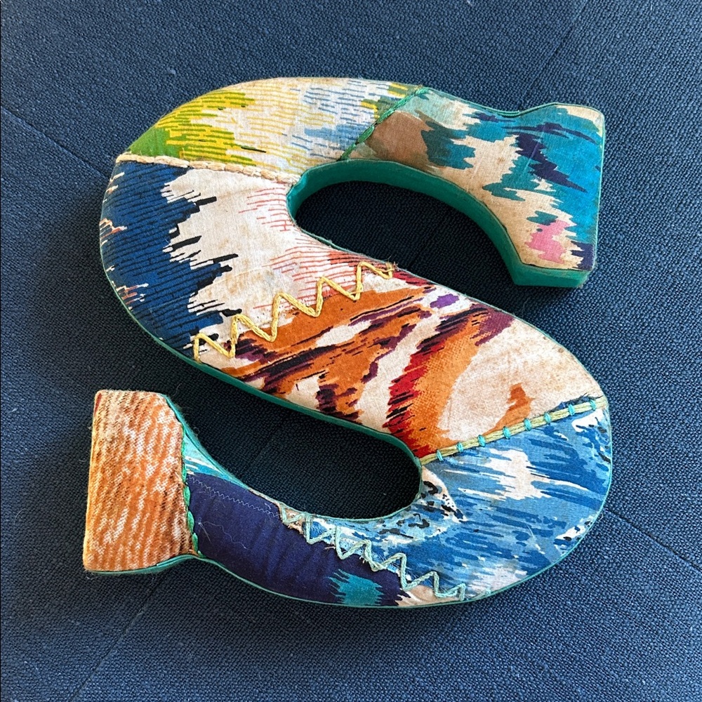 Anthropologie Multicolor Fabric 'S' Wall Art
